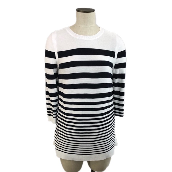 Talbots Sweater Lightweight Nautical Navy White Stripe Petite M EUC Long sleeve - Picture 1 of 10